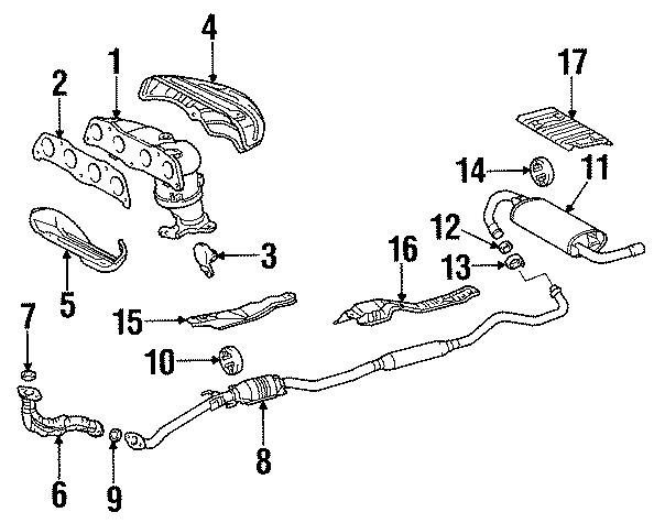 Diagram EXHAUST SYSTEM. EXHAUST COMPONENTS. for your 2011 Toyota Tundra 4.6L V8 A/T RWD Base Extended Cab Pickup Fleetside 