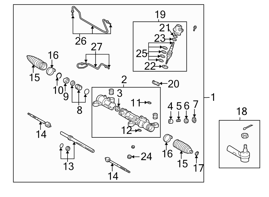 Diagram STEERING GEAR & LINKAGE. for your 2005 Toyota MR2 Spyder   