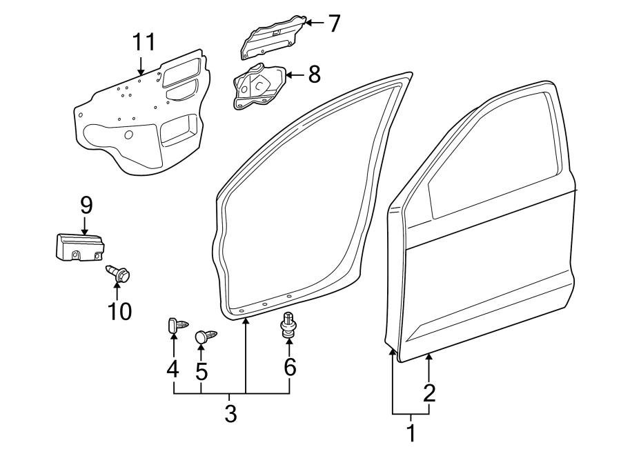 Diagram FRONT DOOR. DOOR & COMPONENTS. for your 2017 Toyota Prius Prime   