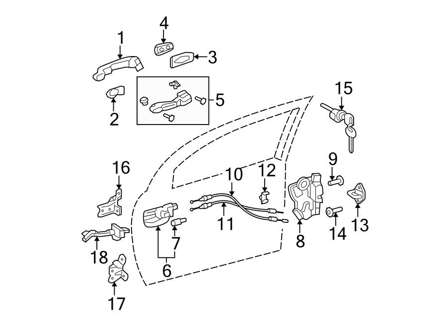 Diagram FRONT DOOR. LOCK & HARDWARE. for your Toyota