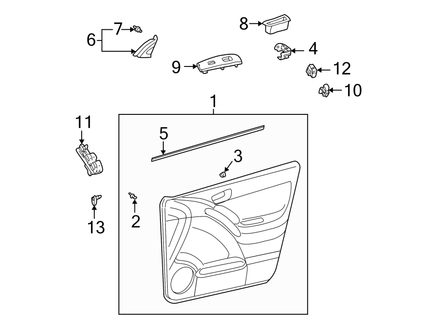 Diagram FRONT DOOR. INTERIOR TRIM. for your 2016 Toyota Camry  SE SEDAN 