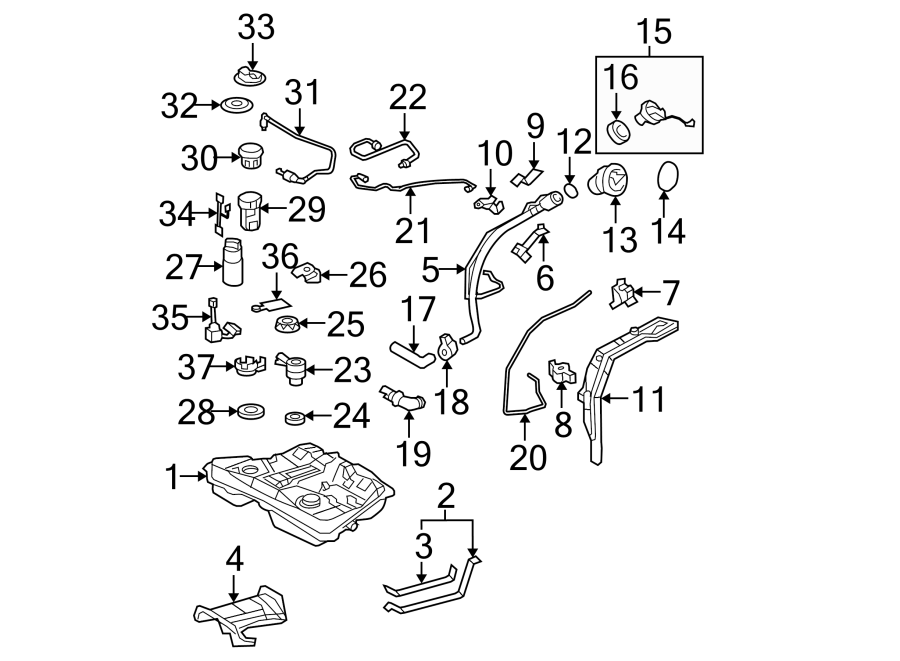 Diagram FUEL SYSTEM COMPONENTS. for your 2019 Toyota Tacoma  TRD Sport Extended Cab Pickup Fleetside 