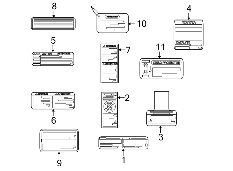 Diagram INFORMATION LABELS. for your 2005 Toyota Camry 3.0L V6 M/T LE SEDAN 