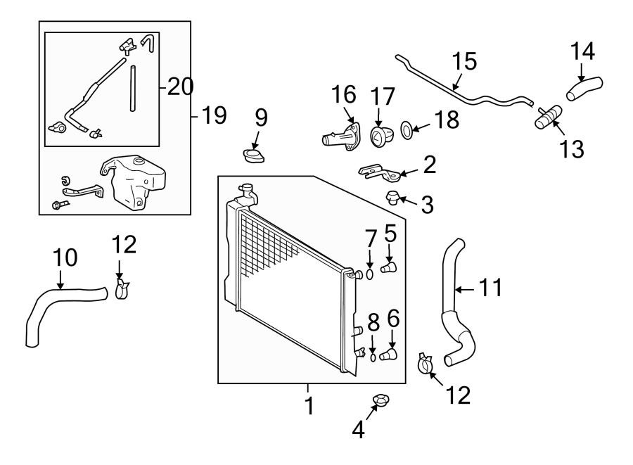 Diagram RADIATOR & COMPONENTS. for your 2013 Toyota