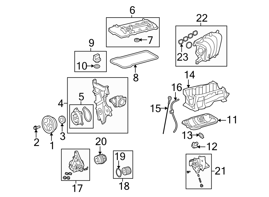 Diagram ENGINE / TRANSAXLE. ENGINE PARTS. for your 2023 Toyota Tacoma 3.5L V6 A/T RWD SR5 Crew Cab Pickup Fleetside 