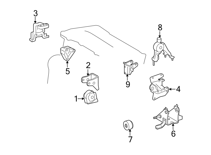 Diagram ENGINE / TRANSAXLE. ENGINE & TRANS MOUNTING. for your Toyota