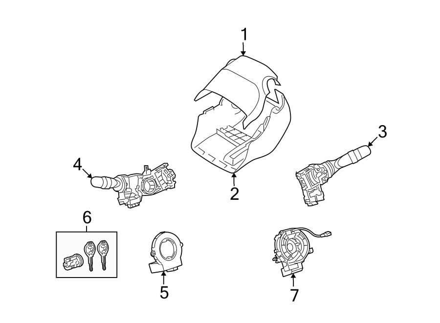 Diagram STEERING COLUMN. SHROUD. SWITCHES & LEVERS. for your Toyota