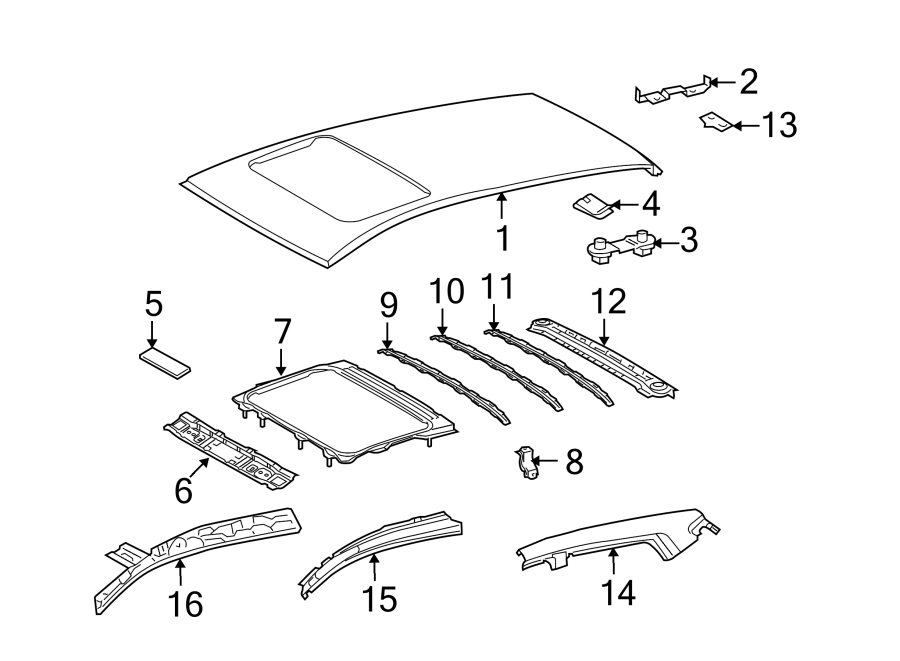 Diagram Roof & components. for your Toyota Matrix  