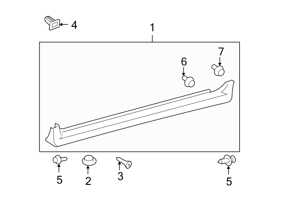 Diagram PILLARS. ROCKER & FLOOR. EXTERIOR TRIM. for your 2021 Toyota Sienna 2.5L FULL HYBRID EV-GAS (FHEV) CVT FWD Limited Mini Passenger Van 