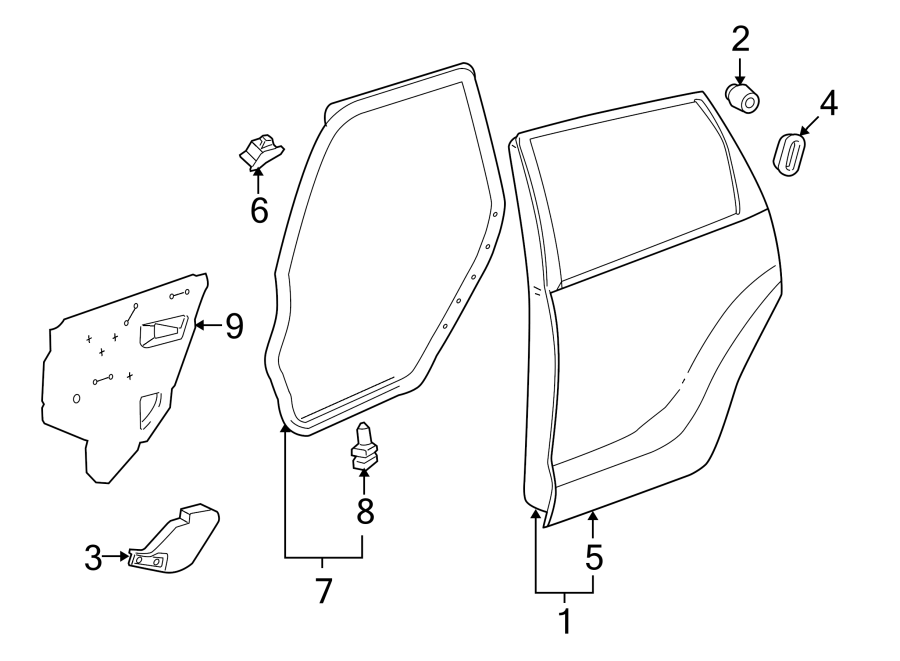 Diagram REAR DOOR. DOOR & COMPONENTS. for your 2017 Toyota Yaris iA   