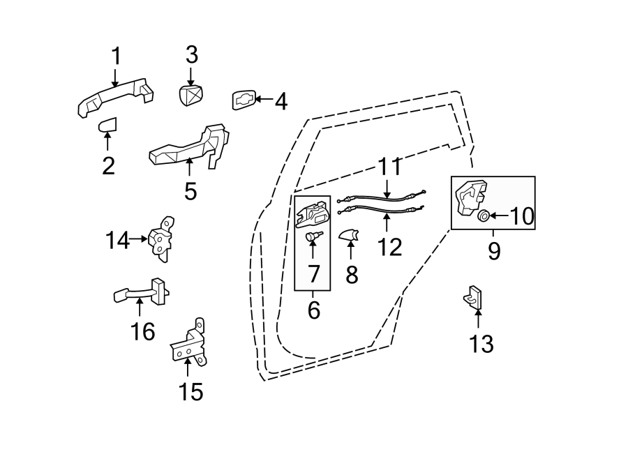 Diagram REAR DOOR. LOCK & HARDWARE. for your 2024 Toyota Sequoia   