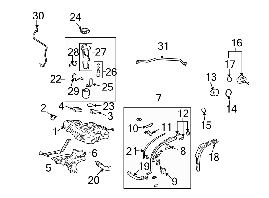 Diagram FUEL SYSTEM COMPONENTS. for your 2013 Toyota Matrix  S Wagon 