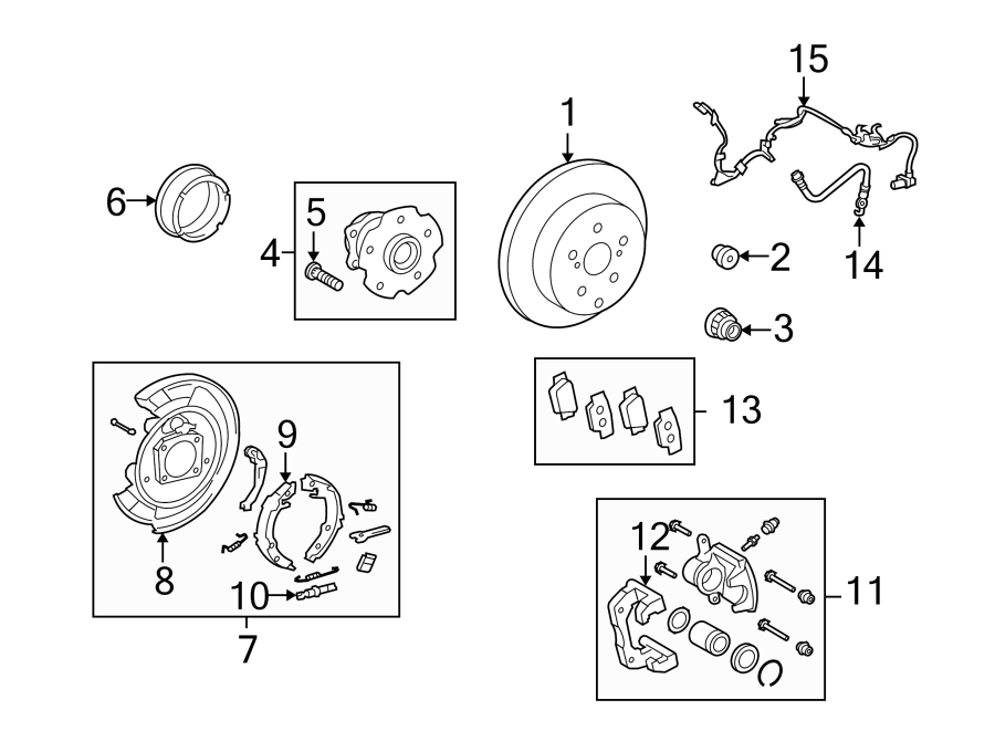 Diagram REAR SUSPENSION. BRAKE COMPONENTS. for your 2008 Toyota Corolla   