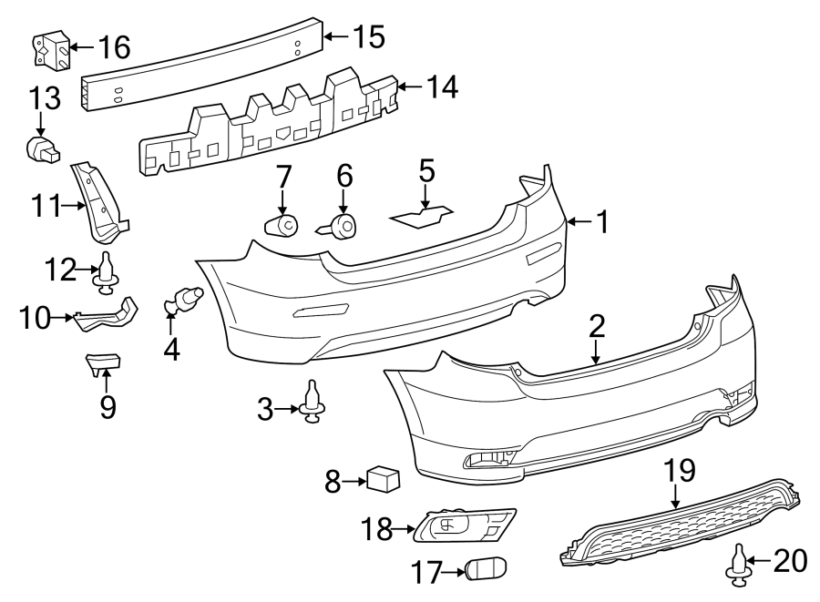 Diagram REAR BUMPER. BUMPER & COMPONENTS. for your 2015 Toyota Avalon  Hybrid Limited Sedan 