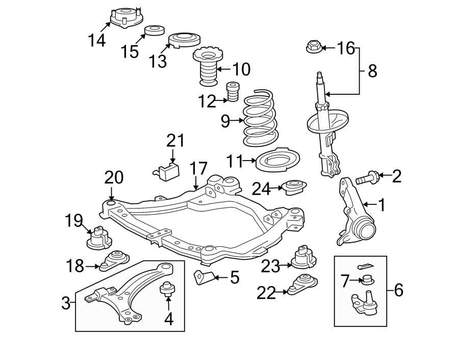 Diagram FRONT SUSPENSION. SUSPENSION COMPONENTS. for your Toyota