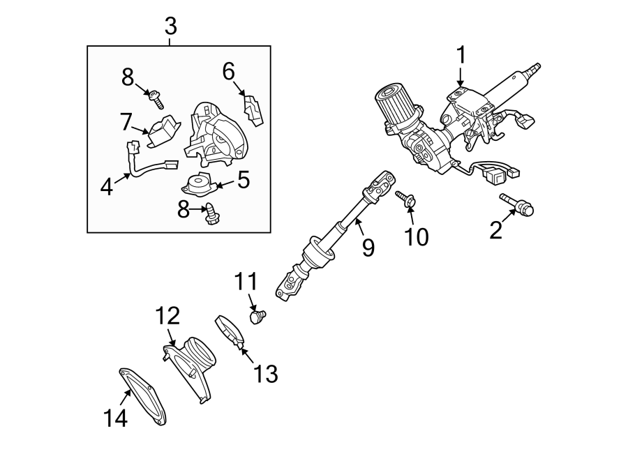 Diagram STEERING COLUMN ASSEMBLY. for your 2011 Toyota RAV4 3.5L V6 A/T FWD Limited Sport Utility 