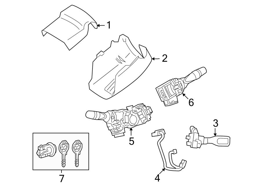 Diagram STEERING COLUMN. SHROUD. SWITCHES & LEVERS. for your Toyota