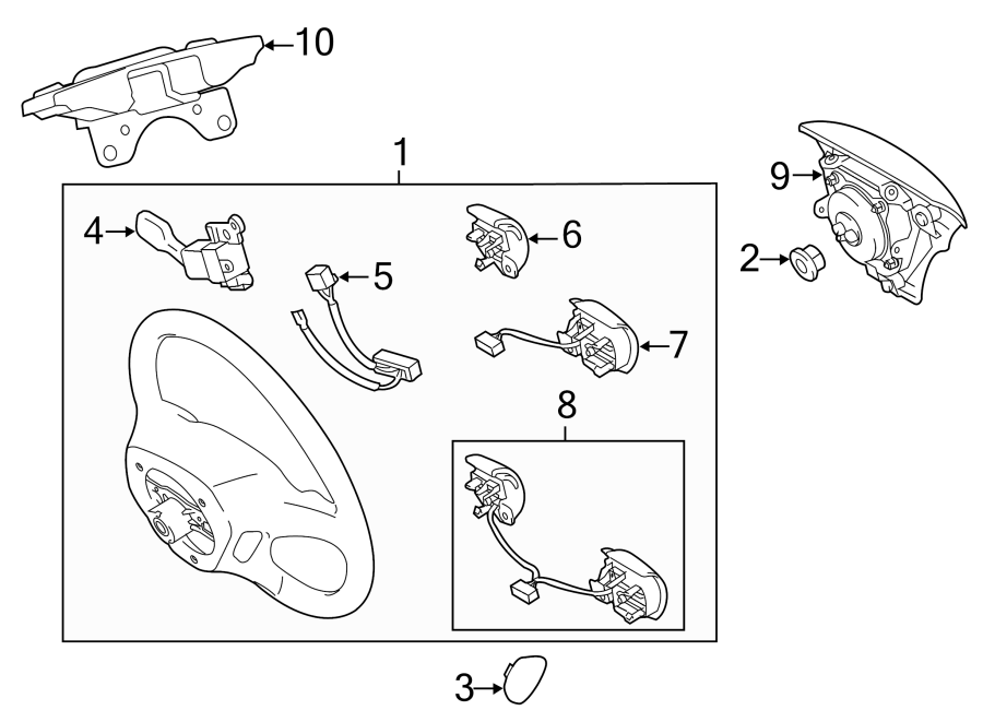 Diagram STEERING WHEEL & TRIM. for your 2019 Toyota Sequoia  TRD Sport Sport Utility 