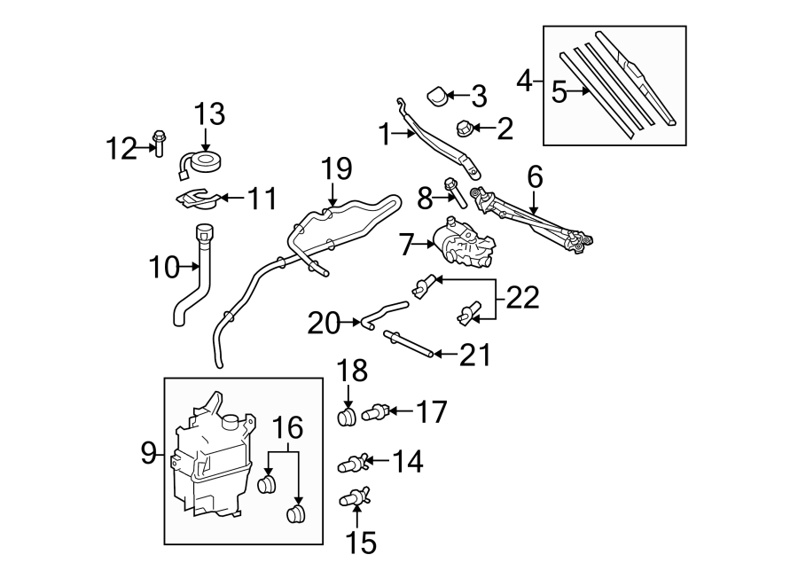 Diagram WINDSHIELD. WIPER & WASHER COMPONENTS. for your 2021 Toyota Corolla  LE SEDAN 