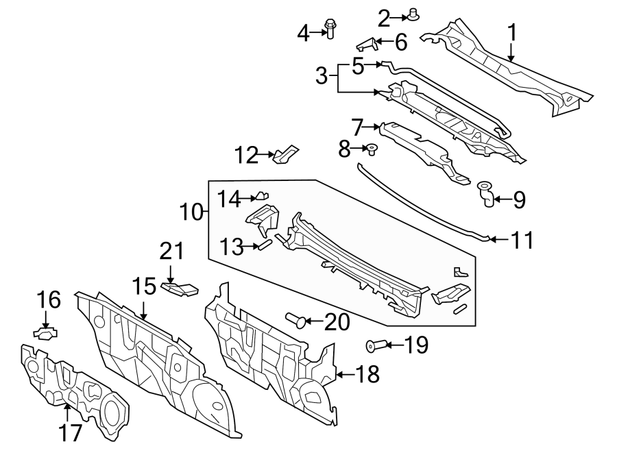 Diagram Cowl. for your 2023 Toyota Sienna   