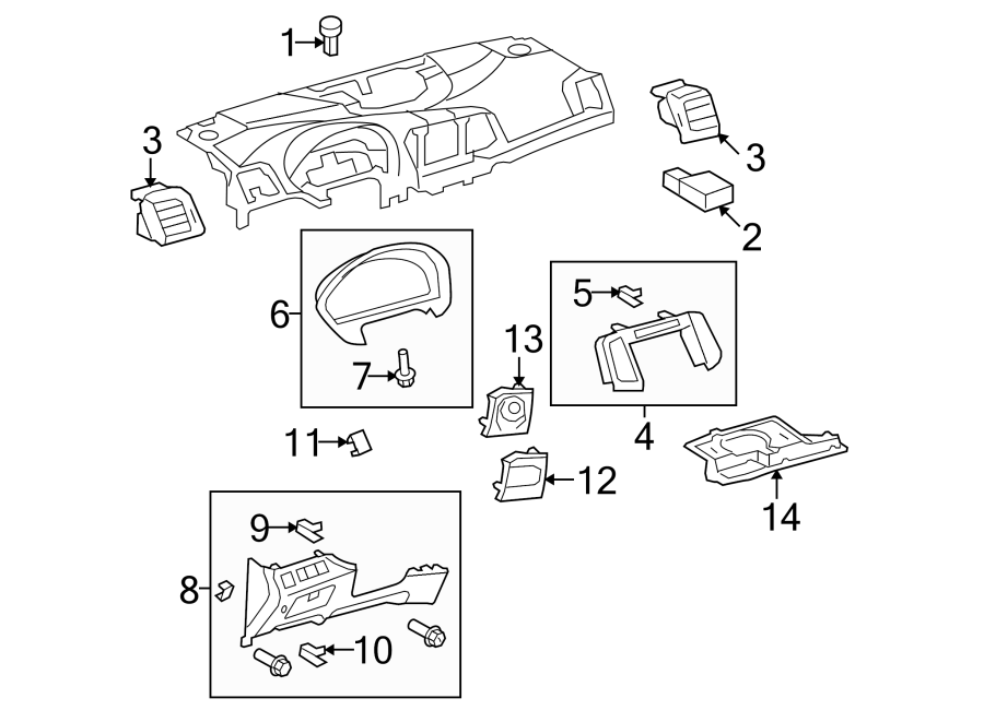 Diagram INSTRUMENT PANEL COMPONENTS. for your 2018 Toyota Prius Prime   