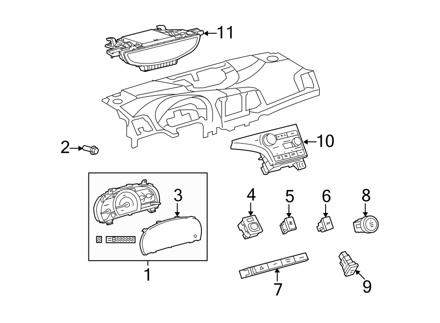 Diagram INSTRUMENT PANEL. CLUSTER & SWITCHES. for your 2003 Toyota Avalon   