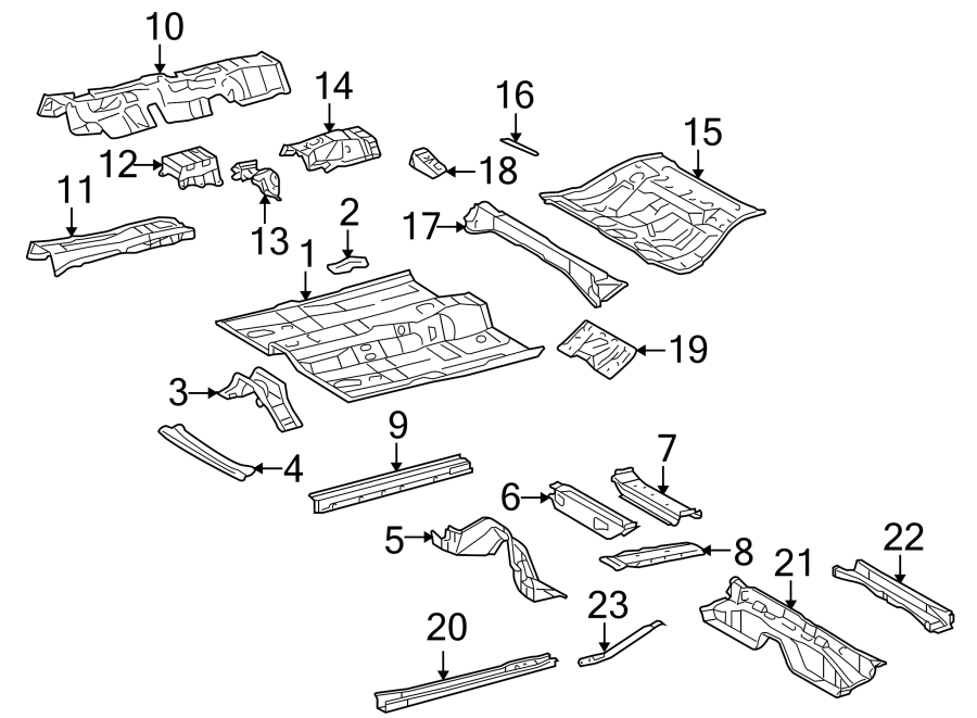 Diagram PILLARS. ROCKER & FLOOR. FLOOR & RAILS. for your 2008 Toyota Sequoia   