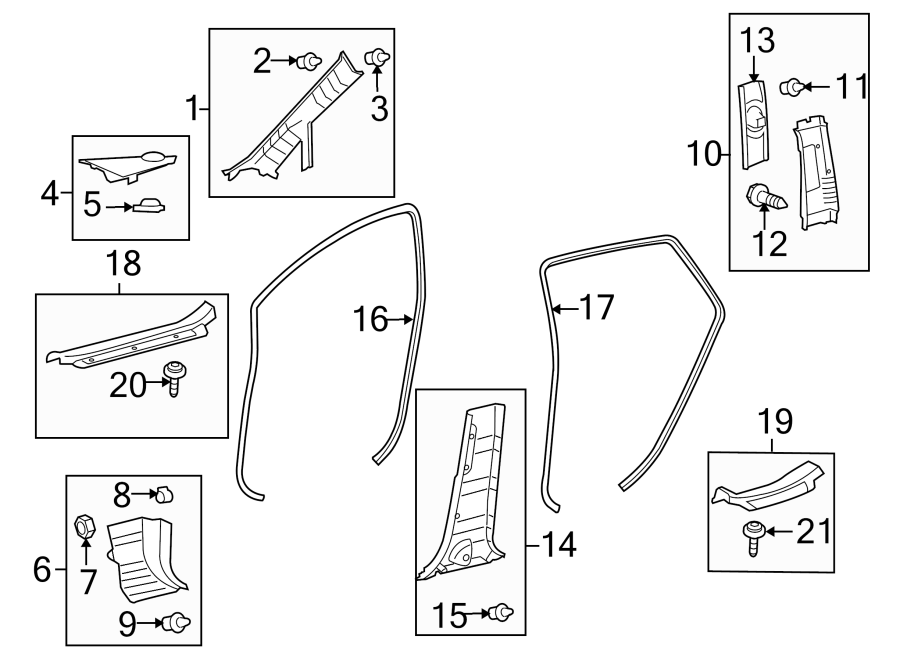 Diagram PILLARS. ROCKER & FLOOR. INTERIOR TRIM. for your 2011 Toyota Avalon   