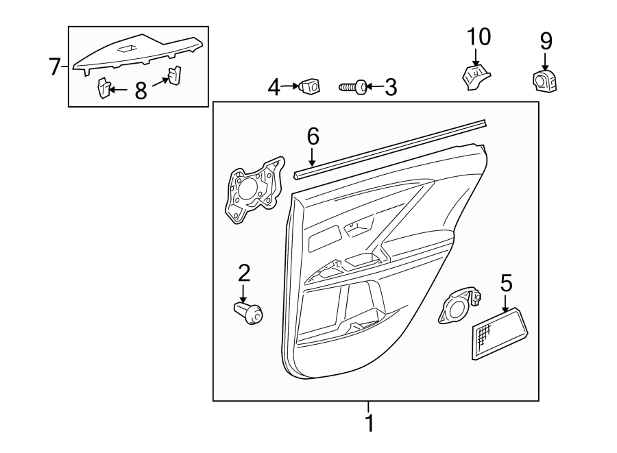 Diagram REAR DOOR. INTERIOR TRIM. for your Toyota