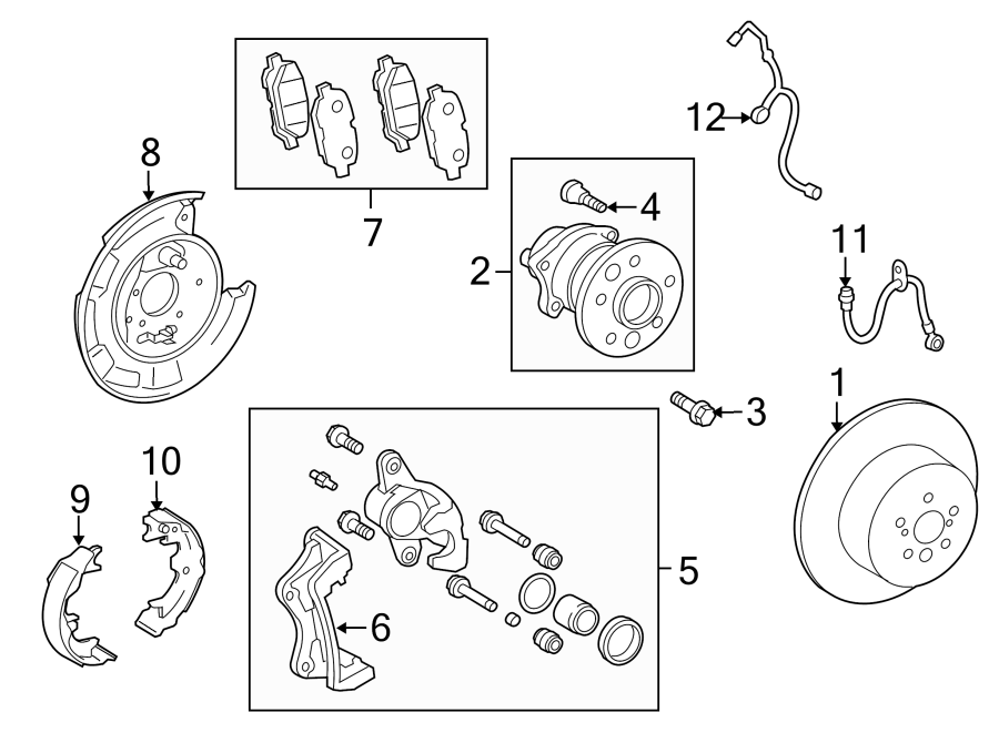 Diagram REAR SUSPENSION. BRAKE COMPONENTS. for your 2024 Toyota Corolla   