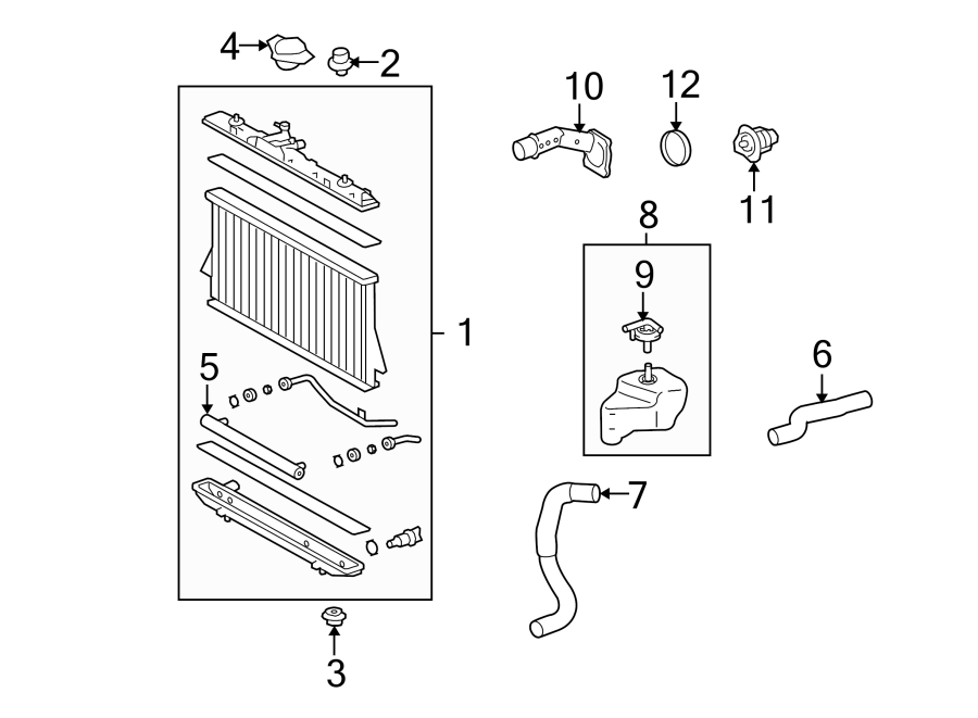 Diagram RADIATOR & COMPONENTS. for your 2014 Toyota RAV4   