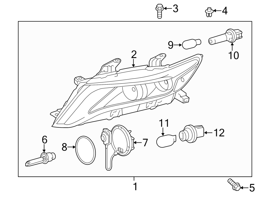 Diagram FRONT LAMPS. HEADLAMP COMPONENTS. for your 2019 Toyota Mirai   