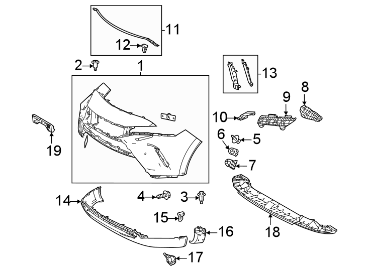 Diagram Front bumper & grille. Bumper & components. for your Toyota