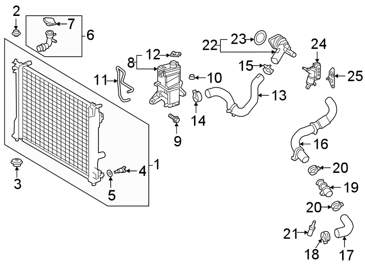 Diagram Radiator & components. for your 2017 Toyota Prius Prime   