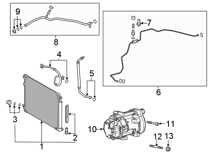 Diagram Air conditioner & heater. Compressor & lines. Condenser. for your 2018 Toyota Tundra   