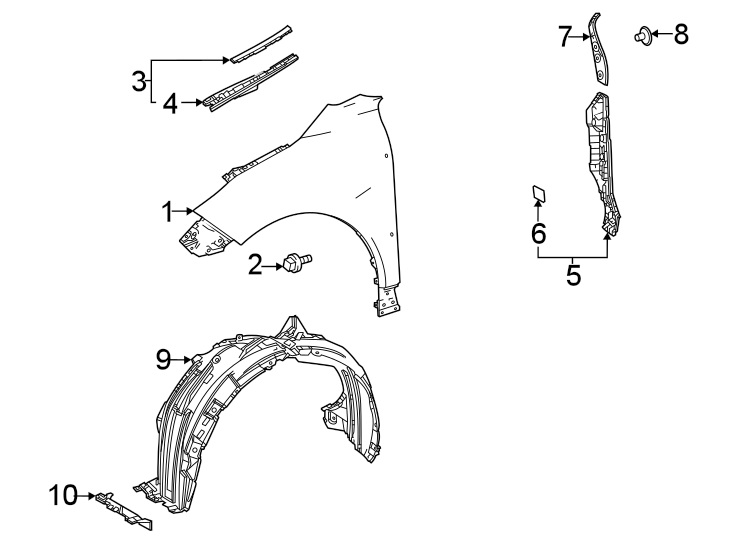 Diagram Fender & components. for your 2021 Toyota Venza  LE Sport Utility 