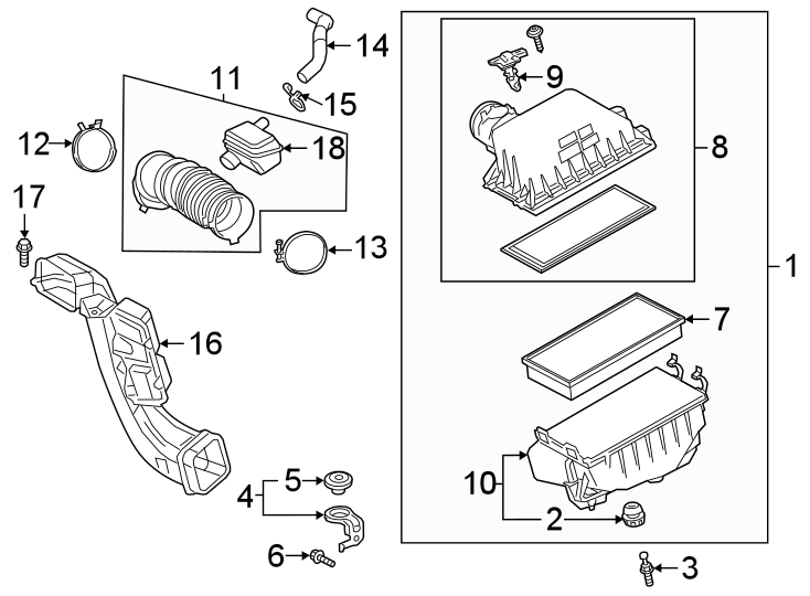 Diagram Engine / transaxle. Air intake. for your Toyota Tacoma  