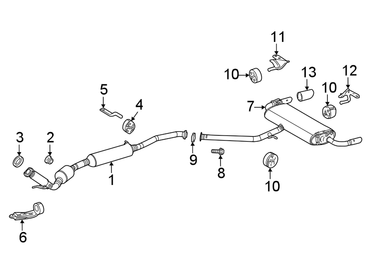 Diagram Exhaust system. Exhaust components. for your 2005 Toyota Tacoma   