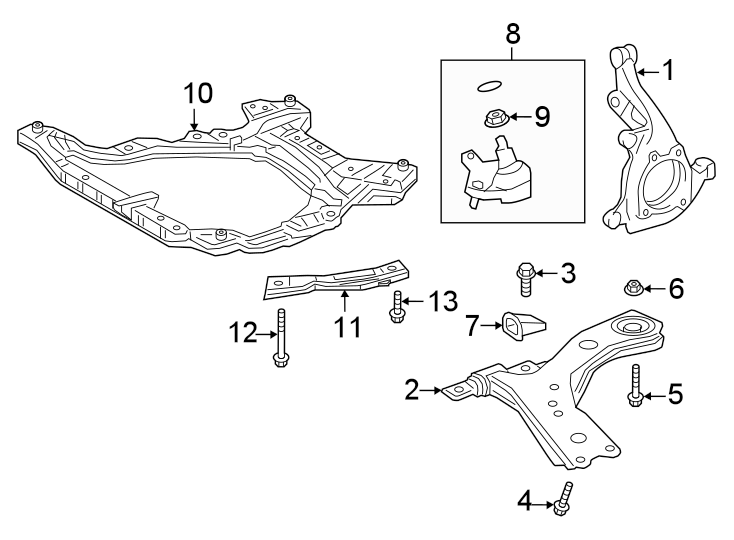 Diagram Front suspension. Suspension components. for your 2004 Toyota Matrix  XR Wagon 