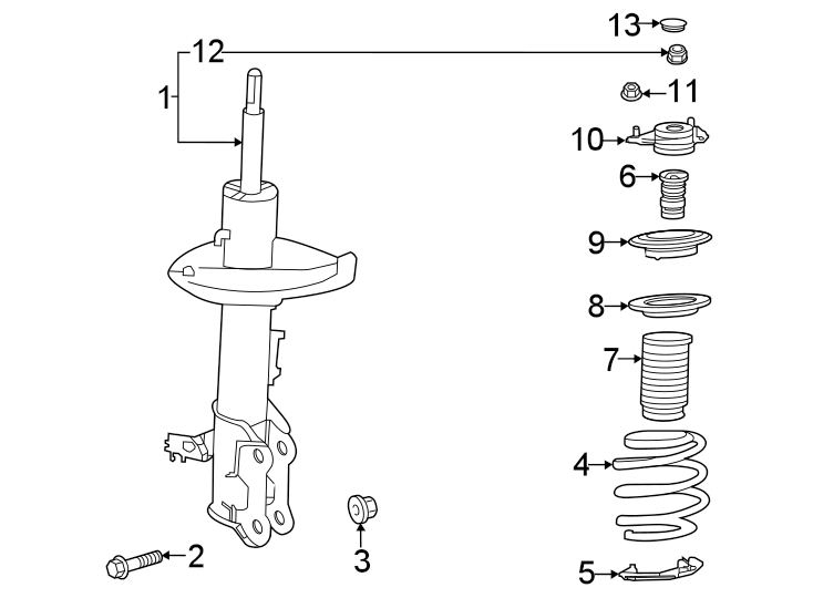 Diagram Front suspension. Struts & components. for your Toyota