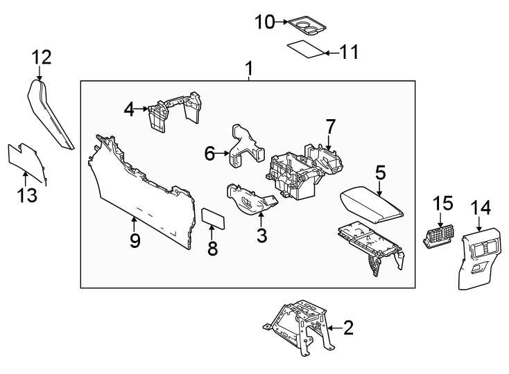 Diagram Center console. for your 2015 Toyota Prius v   