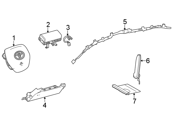 Diagram Restraint systems. Air bag components. for your 2019 Toyota Camry  LE SEDAN 