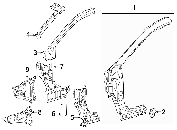 Diagram Pillars. Rocker & floor. Hinge pillar. for your Toyota