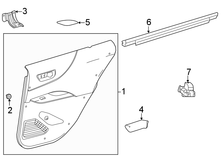 Diagram Rear door. Interior trim. for your 2023 Toyota Tundra  Platinum Crew Cab Pickup Fleetside 