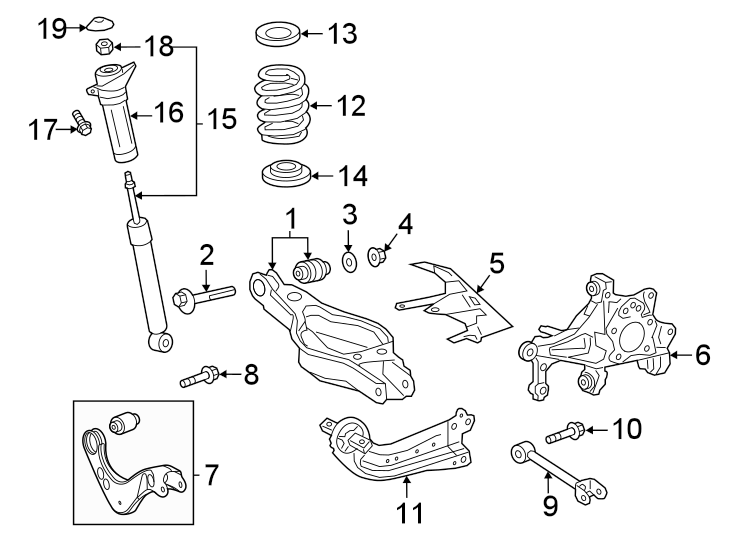 Diagram Rear suspension. Suspension components. for your 2018 Toyota Prius Prime   