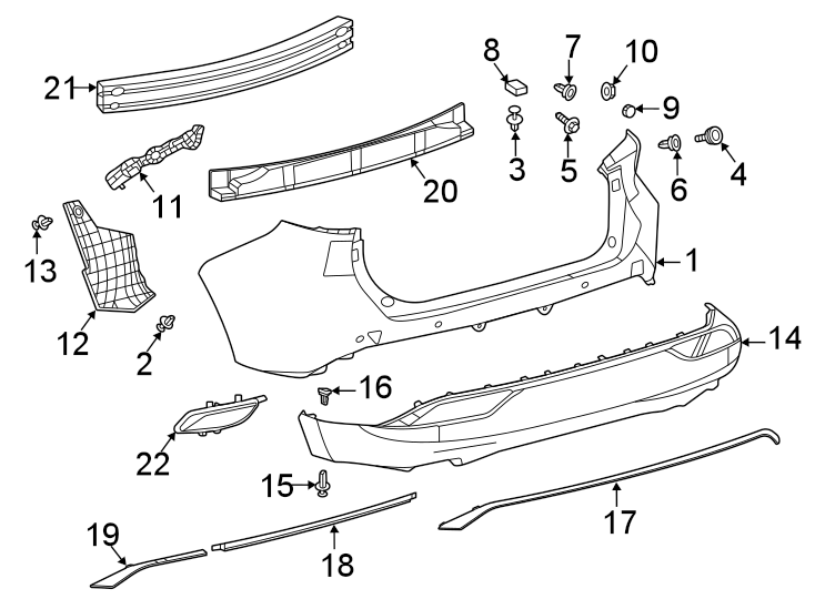 Diagram Rear bumper. Bumper & components. for your 2021 Toyota Prius Prime  Limited Hatchback 