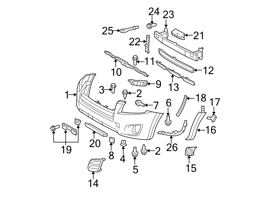 Diagram Front bumper. Bumper & components. for your 2022 Toyota Prius Prime   