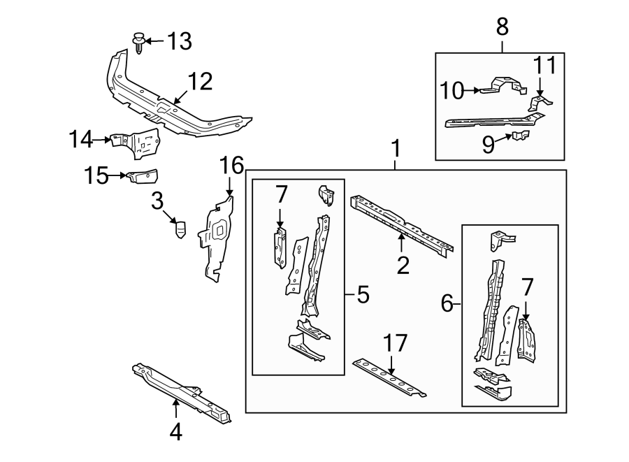 Diagram RADIATOR SUPPORT. for your Toyota