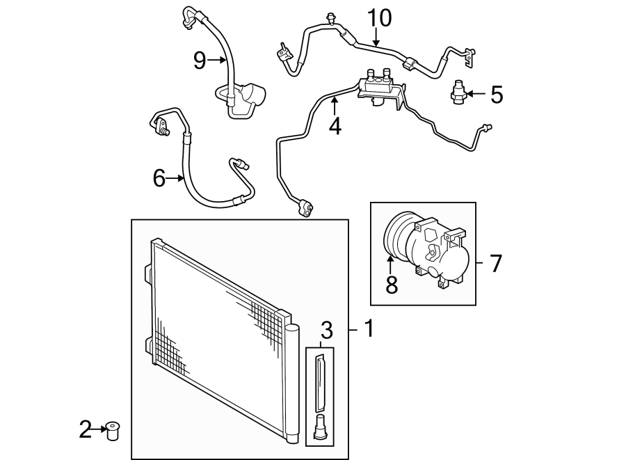 Diagram AIR CONDITIONER & HEATER. COMPRESSOR & LINES. CONDENSER. for your 2004 Toyota Camry   