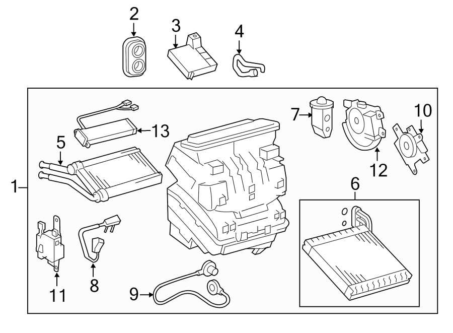 Diagram AIR CONDITIONER & HEATER. EVAPORATOR & HEATER COMPONENTS. for your 2012 Toyota Avalon   